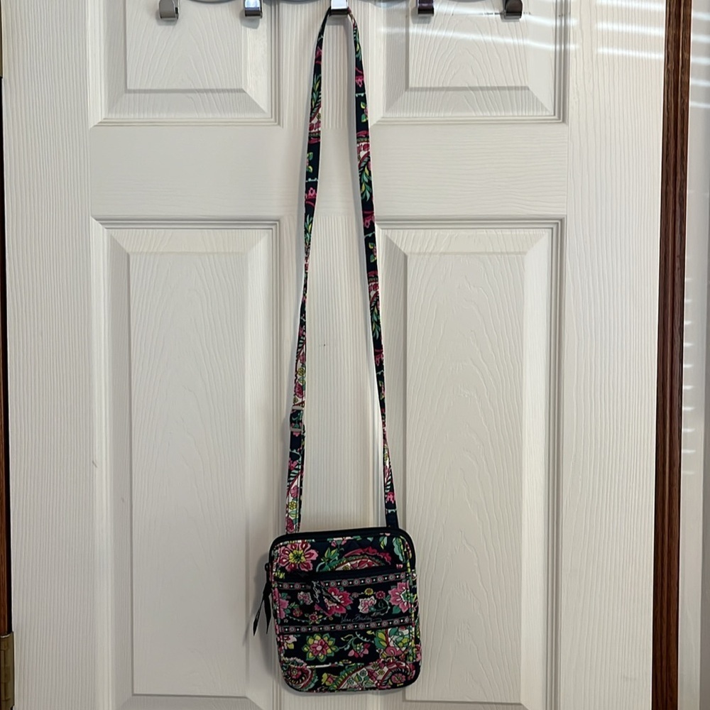 Vera Bradley Navy Blue & Pink Floral Crossbody Purse Wallet Organizer Bag - Picture 10 of 11